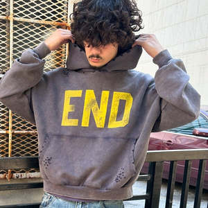 <span class=keywords><strong>เสื้อ</strong></span><span class=keywords><strong>ฮู้</strong></span><span class=keywords><strong>ด</strong></span><span class=keywords><strong>ด</strong></span>ี้โอเวอร์ไซส์แบบไม่มีเชือกผูก ผลิตจากผ้าฝ้าย 100% พิมพ์ลายโลโก้ตามสั่ง สไตล์วินเทจฟอกสีแบบแอซิดวอช สำหรับผู้ชาย - Product Image 1