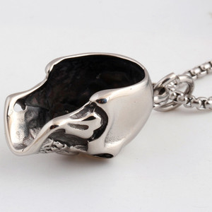 Collar con colgante de calavera de acero inoxidable de 21 mm, estilo retro punk, joyería para fiestas de Halloween - Product Image 3