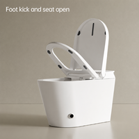 WC intelligent monobloc en céramique avec bidet intégré, chasse d'eau à jet siphonique, chasse automatique, siège chauffant et télécommande, à poser au sol