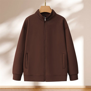 เสื้อสเวตเชิ้ตคอตั้งแบบซิป สีกาแฟ โพลีเอสเตอร์ ชุดทำงาน รับสกรีนโลโก้ ปักโรงงาน - Product Image 1