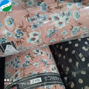 Rollos de tela de gasa con estampado, tela de crepé de gasa con flores cortadas, disponible en el mercado de China