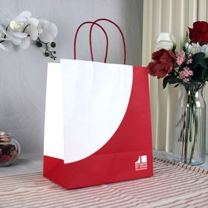 Custom Grocery Shopping Gift Handle Craft Print Food Takeaway Packaging White Brown Small Kraft Paper Bag with Your Own logo - Product Image 3