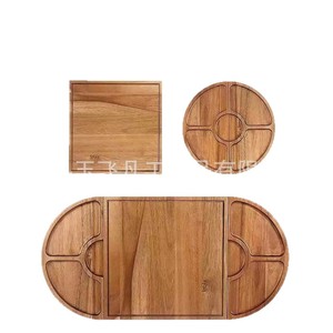 Juego de tablas de cortar queso de bambú, 5 piezas con cuchillos para uso doméstico y en restaurantes, bandeja de madera maciza duradera - Product Image 5