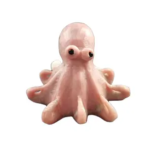 Nautral delicate interesting lovely carved gemstones pink opal octopus carving craft for gift souvenir