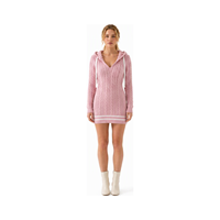 Robe pull à col en V et manches longues en tricot torsadé pour femme, personnalisable en gros (ODM), vêtements de créateur pour femme