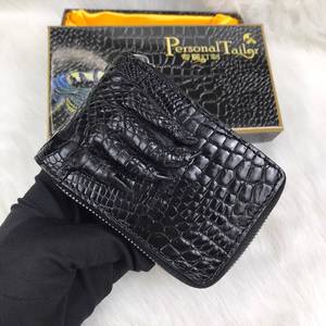กระเป๋าใส่บัตรผู้ชายหนังจระเข้แท้ 100% กระเป๋าสตางค์ดีไซน์หรูหรา ปิดด้วยซิป หนา 30 มม. สำหรับบัตรเครดิต บัตรประชาชน ของขวัญ - Product Image 1