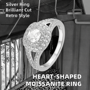 Heart Shape GRA Moissanite Diamond Ring for Women 925 Sterling Silver Engagement Jewelry Making Supplies - Product Image 2