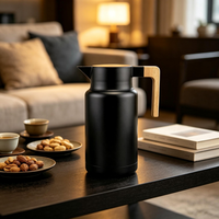 Ensemble de café et de thé isotherme en acier inoxydable écologique moderne avec logo personnalisé, carafe thermique à double paroi, poignée en bois de hêtre, Baishida