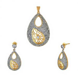 Conjunto de Joyería Fina Kriaa AD, Aleación de Zinc Blanca, Chapado en Oro, Colgante con Piedra, 1202141 - Product Image 1