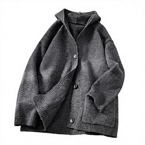 Suéter Abrigo Holgado y Cálido para Otoño e Invierno, Estilo Informal, Cárdigan de Punto con Capucha, Simple y Versátil - Product Image 1