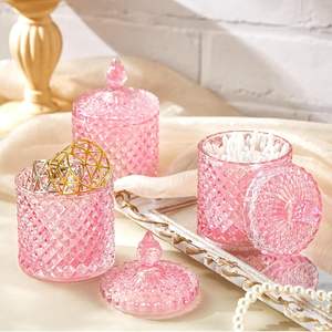 Vases et pots en verre géométrique givré noir doré électrolytique en gros avec couvercle pour bougies - Product Image 4