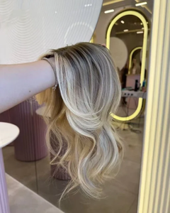 Topper <span class=keywords><strong>per</strong></span> capelli in pizzo con base in seta, 100% capelli umani Remy, con clip, <span class=keywords><strong>per</strong></span> perdita di capelli, liscio, biondo ombré, <span class=keywords><strong>per</strong></span> <span class=keywords><strong>donna</strong></span> - Product Image 6