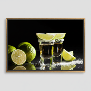 Tequila Shot & Lime <b>Canvas</b> Art: Vibrant Printed Kitchen Decor,GOLD <b>FRAMED</b> <b>CANVAS</b> - Product Image 2