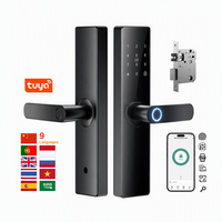 Serrure de porte intelligente 6-en-1 avec empreinte digitale, code, carte IC, application et compatibilité Tuya Cloud, multilingue, pour la sécurité domestique