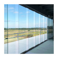 Porte coulissante pliante en aluminium entièrement ouvrante, sans cadre, avec cloison en verre mobile pour pergola intérieure, véranda, ouverture pliable