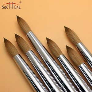 Pincel de Uñas Acrílico 3D de Lujo con Logotipo Personalizado, Mango de Metal Plateado, 100% Pelo de <span class=keywords><strong>Kolinsky</strong></span> Puro, Cabeza Redonda/Prensada para Polvo de Cristal - Product Image 5
