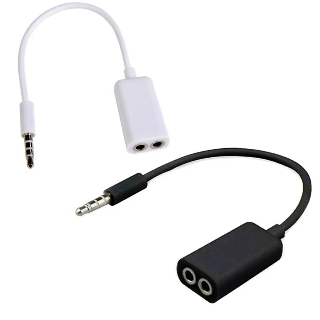 3.5mm Male to Dual 2port 3.5mm Jack Female Earphone Audio Cables Y Splitter Adapter Aux Cord