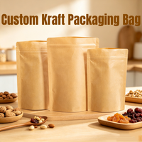 Kantong Kertas Kraft dengan Jendela Transparan Berlapis Es, Dapat Disegel Ulang, untuk Biji Bunga Matahari, Buatan Pabrik, untuk Buah Kering