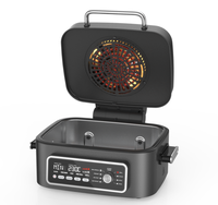 Friteuse à air électrique, 6l, sans fumée, en acier inoxydable, grille d'intérieur avec friture, frigidaire, noir/argent