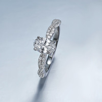 Anneaux de mariage en corde torsadée en zircone cubique de forme ovale en argent sterling 925 plaqué rhodium