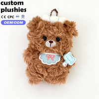 Porte-clés en peluche ours chef kawaii personnalisé en usine, mini pendentif animal en peluche mignon avec pelle, cadeau pour fille