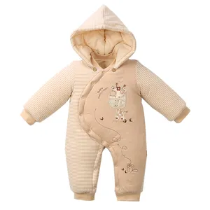 Fournisseur en gros Hiver épaississement 100% coton bio Nouveau-Né vêtements bébé garçon barboteuses