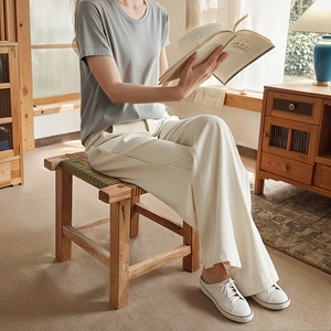 Tabouret et ottoman modernes et élégants en bois massif et rotin tressé, avec rangement intégré, pour la maison, la salle à manger ou comme <span class=keywords><strong>table</strong></span> <span class=keywords><strong>basse</strong></span>. - Product Image 3
