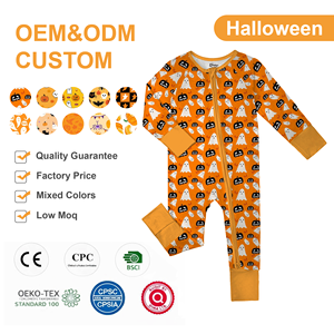 Pyjama en bambou WEIWEI pour Halloween, impression personnalisée, vente en gros, boîte mystère, ensemble pyjama en bambou biologique 2 pièces, imprimé dessin animé - Product Image 1