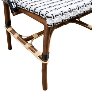 Moderno francês Exterior Parque Pátio Cadeiras De Vime Mobiliário Outdoor Garden Bistro Alumínio 3 Seater <span class=keywords><strong>Rattan</strong></span> Banco