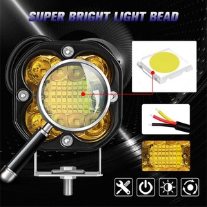 Phare de travail LED 3 pouces 66W 24V 12V pour 4x4, moto, tracteurs tout-terrain, feux de brouillard LED, projecteur blanc et jaune - Product Image 3