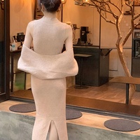 Ensemble deux pièces en tricot pour femme avec logo personnalisé, robe midi, châle, manteau, tricot, tenues élégantes automne 2026