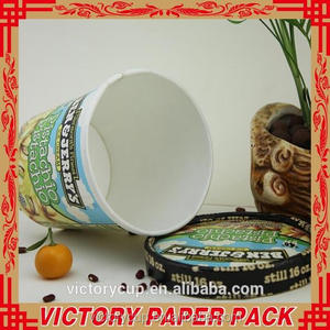 Taza de papel de helado de alta calidad con impresión de 473ml <span class=keywords><strong>pinta</strong></span> con tapa de papel - Product Image 4