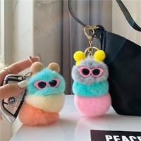 Vente en gros multicolore boule de fourrure Caterpillar Rex boule de fourrure de lapin porte-clés pendentifs