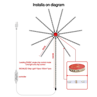 Pour Bluetooth RGBIC feu d'artifice lumière LED musique synchronisation éclairage décoratif Option étanche pour les vacances de noël en plein air
