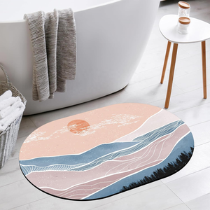 Absorbant séchage rapide abstrait minimaliste tapis <span class=keywords><strong>de</strong></span> salle <span class=keywords><strong>de</strong></span> <span class=keywords><strong>bain</strong></span> tapis montagne et <span class=keywords><strong>soleil</strong></span> ovale <span class=keywords><strong>bain</strong></span> paillasson - Product Image 1