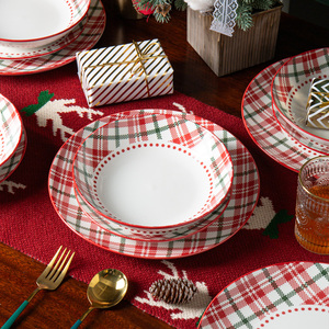 <span class=keywords><strong>Service</strong></span> de table de Noël personnalisé, peint à la main, <span class=keywords><strong>en</strong></span> céramique, grès, <span class=keywords><strong>porcelaine</strong></span> ou <span class=keywords><strong>porcelaine</strong></span> fine, 12 <span class=keywords><strong>pièces</strong></span> - Product Image 2