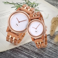 Grosir minimalis jam tangan kayu kuarsa baja jam tangan kayu kustom Logo jam tangan kayu untuk pria dan wanita