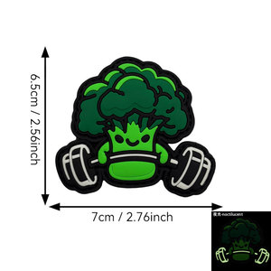 Distintivo <span class=keywords><strong>Morale</strong></span> Personalizzato in PVC Morbido con Gancio e Anello, a tema Fitness Creativo, a forma di Broccoli, Luminoso al Buio - Product Image 6