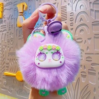 JINNEW Porte-clés en métal Lapin mignon et boule de charbon, jouet, pendentif pour sac à dos, ornement pour clé de voiture, cadeau