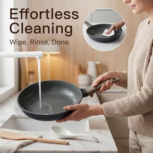 Juego de Utensilios de Cocina Modernos de Aluminio Fundido Negro No Tóxico, Sartén Antiadherente con Tapa de Vidrio para Cocinar - Product Image 6