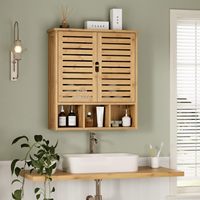 Armoire à pharmacie murale en bambou à double porte, avec portes et étagères réglables, vente en gros