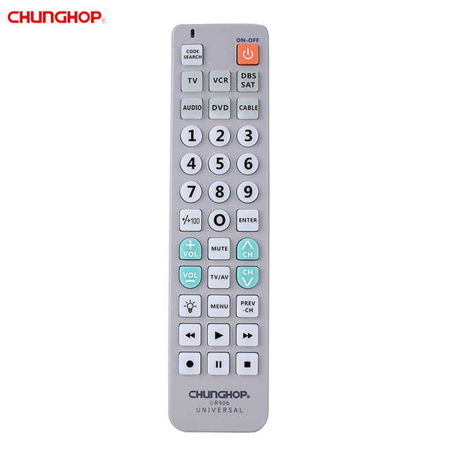 6 in 1 Controller Chunghop UR906 Big Button Universal Satellite IR Remote Control