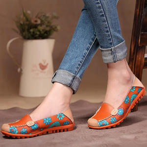 Chaussures Plates Loafers Moccasins Ballerines Souples en Similicuir PU à Motif Floral pour Femmes Grandes Tailles avec Bout Rond - Product Image 4
