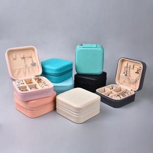 Luxury Small Pu Leather Portable Jewellery Ring Necklace Storage Case Display Mini Travel Jewelry Organizer Box With Zipper