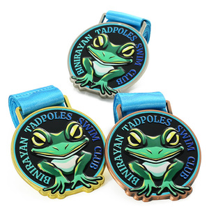 Nouvelles médailles de natation en émail 3D avec figurine de grenouille pulvérisée en couleur, fabriquées en alliage de zinc, médailles métalliques personnalisées pour événements sportifs et clubs - Product Image 2