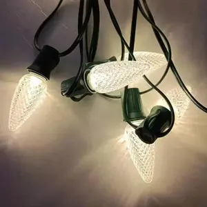 C9 LED E17 luzes C9 facetadas lâmpadas de reposição LED lâmpadas reguláveis de Natal C9 morango