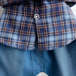 Di Alta Qualità di modo Dei Vestiti Per I <span class=keywords><strong>Bambini</strong></span> <span class=keywords><strong>Bambini</strong></span> Abiti <span class=keywords><strong>Plaid</strong></span> Set 2-piece Set Per Il Ragazzo Che Indossa - Product Image 4
