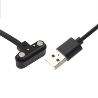 Venta al por mayor de fábrica Cable de carga USB de 2 pines/4 pines fuertemente magnético Líneas de 2,84mm/4mm/7,62mm para relojes inteligentes negros Cobre puro