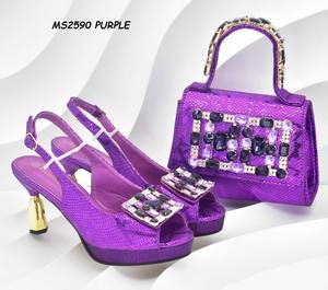 Sandalias Italianas de Mujer con Punta en Verde Limón, Tacón <span class=keywords><strong>Bajo</strong></span>, Malla, Verano/Otoño, Corcho, Pedrería, Bolso a Juego para Fiesta, Nigeria - Product Image 6