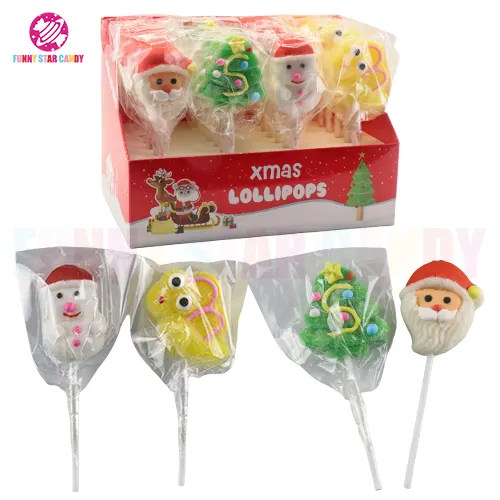 Wholesale Halal cartoon confectionery Seasonal gummies lollipop lipstick candy Christmas lollipop gummy candy